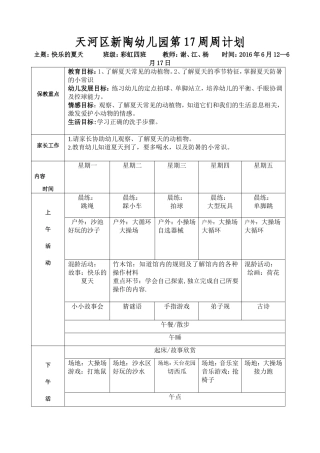 彩四班第17周计划