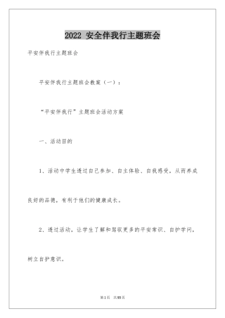 2024 安全伴我行主题班会