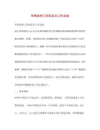 2020年终驻村工作队队长工作总结