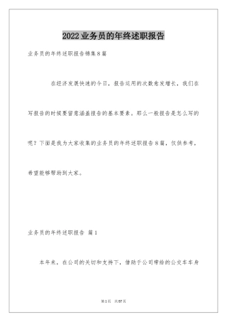 2024业务员的年终述职报告