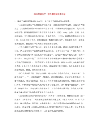 2020年机关下一步内部控制工作计划 