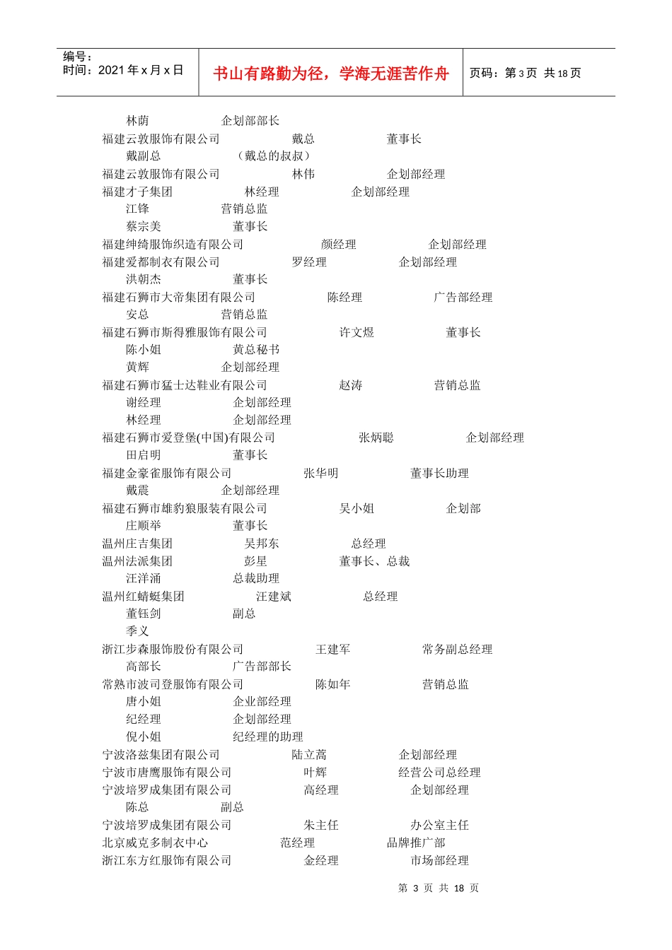 部分服装品牌行业负责人联系方式[1]_第3页