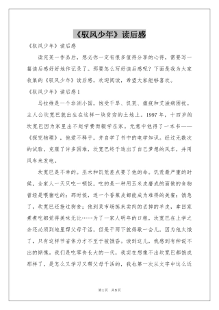 《驭风少年》读后感