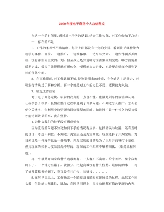 2020年度电子商务个人总结范文