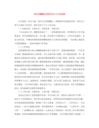 2020年最新公司实习生个人工作总结 