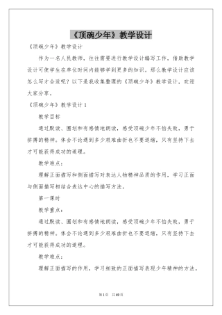 《顶碗少年》教学设计