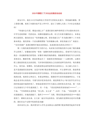 2020年暑假三下乡社会实践活动总结 