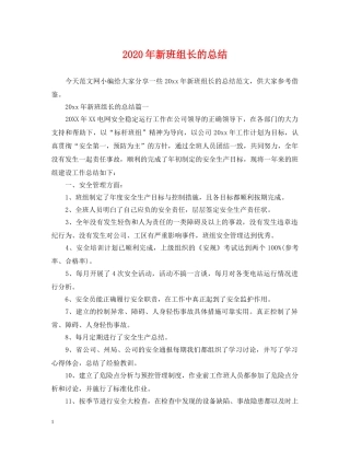 2020年新班组长的总结 