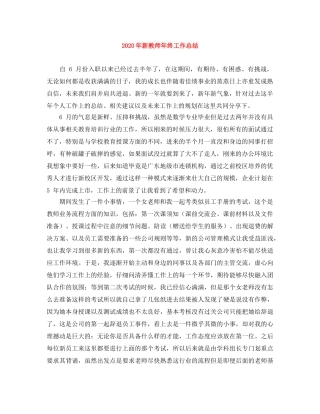2020年新教师年终工作总结 