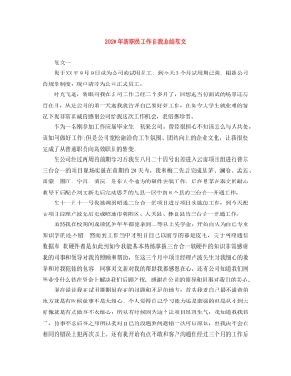 2020年新职员工作自我总结范文 