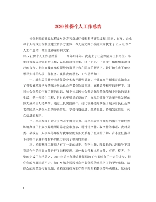 社保个人工作总结