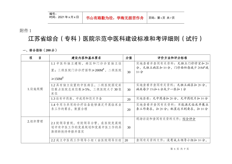 上海市综合性医院示范中医科（第二周期）建设标准_第1页