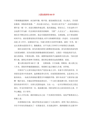 入团自我评价800字