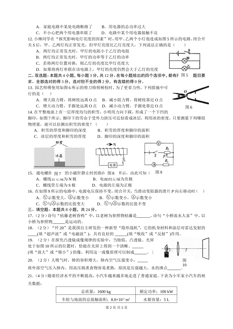 物理模拟试卷_第2页