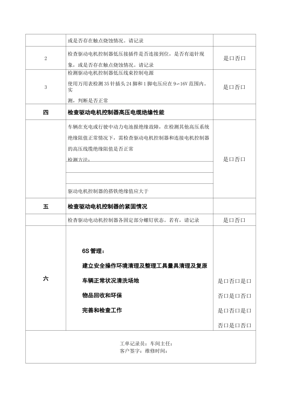 电动汽车驱动电机检查与维护作业单_第2页