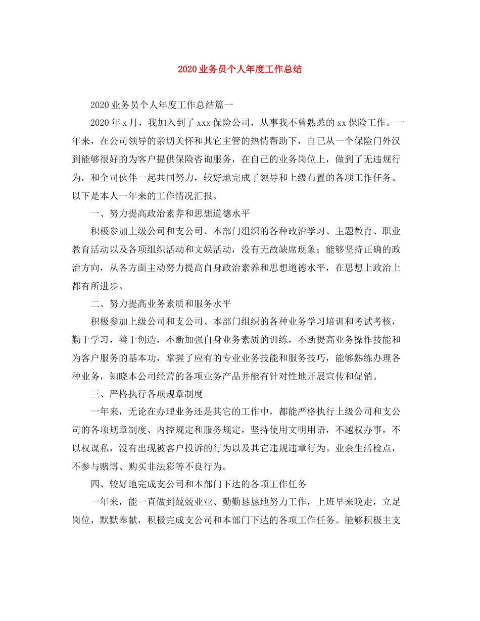 业务员个人年度工作总结_第1页