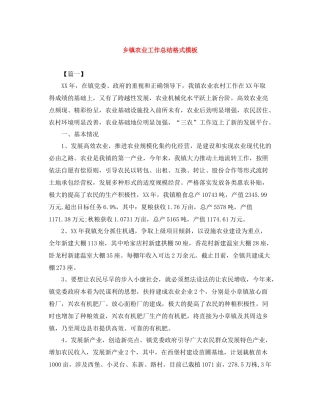 乡镇农业工作总结格式模板