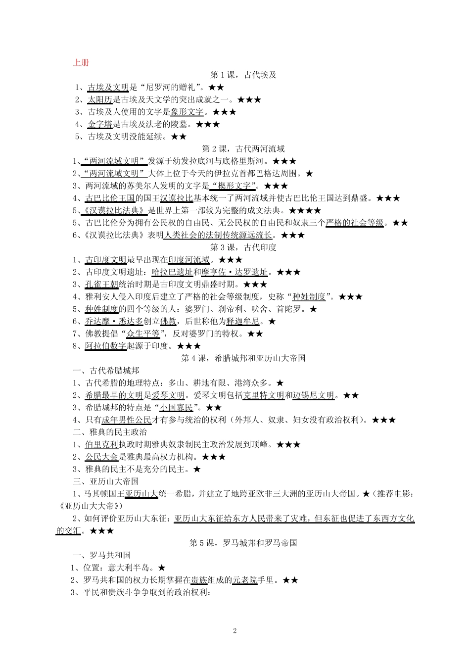 最新部编本人教版初中九年级《历史》上下册全册期末总复习知识点考点整_第2页