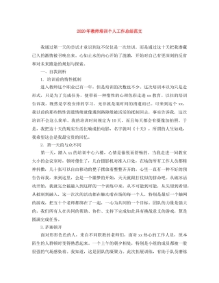 2020年教师培训个人工作总结范文 