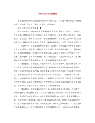 审计人员工作总结精选