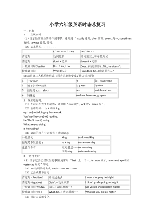 小学六年级时态总复习