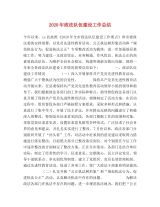 2020年政法队伍建设工作总结 