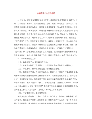 乡镇会计个人工作总结
