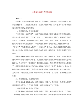 小学安全年度个人工作总结