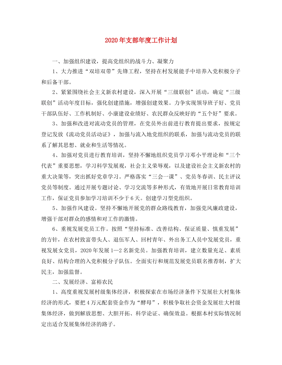 2020年支部年度工作计划 _第1页