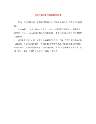 2020年试用期工作总结结尾范文