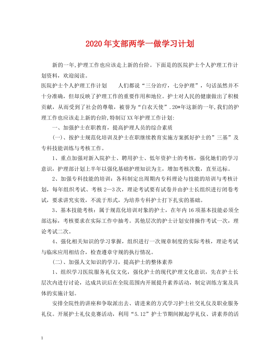2020年支部两学一做学习计划 _第1页
