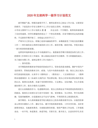 2020年支部两学一做学习计划范文 