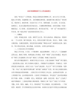 2020年挂职驻村个人工作总结范文 