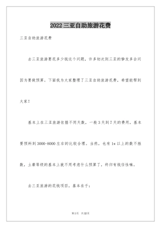 2024三亚自助旅游花费