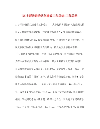 乡群防群治队伍建设工作总结工作总结