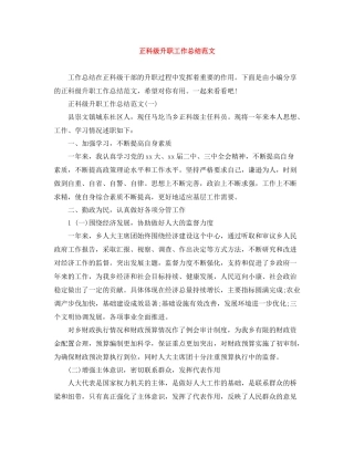 正科级升职工作总结范文