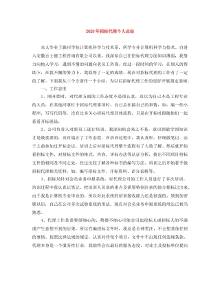 2020年招标代理个人总结 