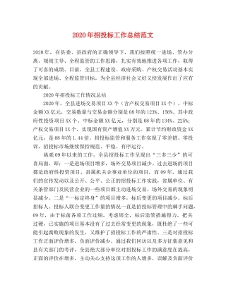 2020年招投标工作总结范文 