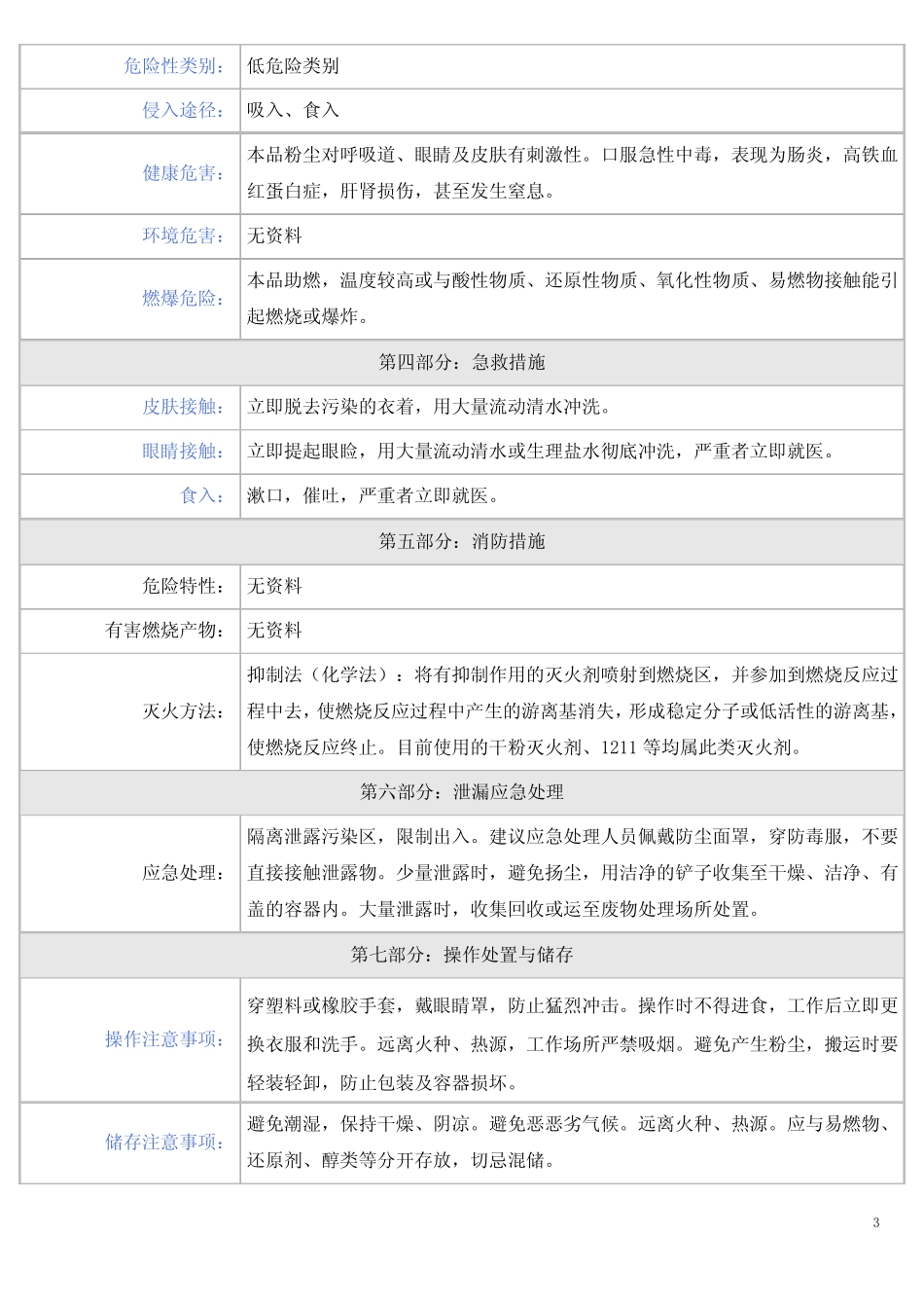 氨氮去除剂安全技术说明书 _第3页