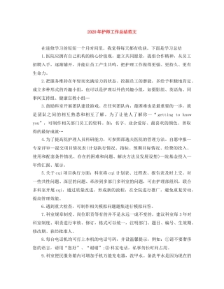 2020年护师工作总结范文 