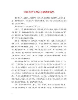 2020年护士实习自我总结范文 