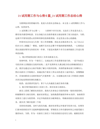 it试用期工作与心得6篇_it试用期工作总结心得