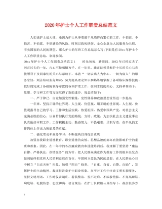 2020年护士个人工作职责总结范文 