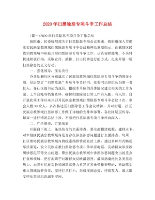 2020年扫黑除恶专项斗争工作总结 