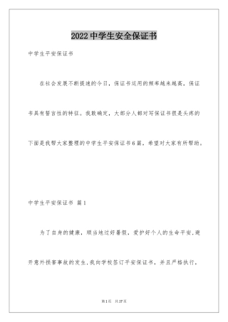 2024中学生安全保证书