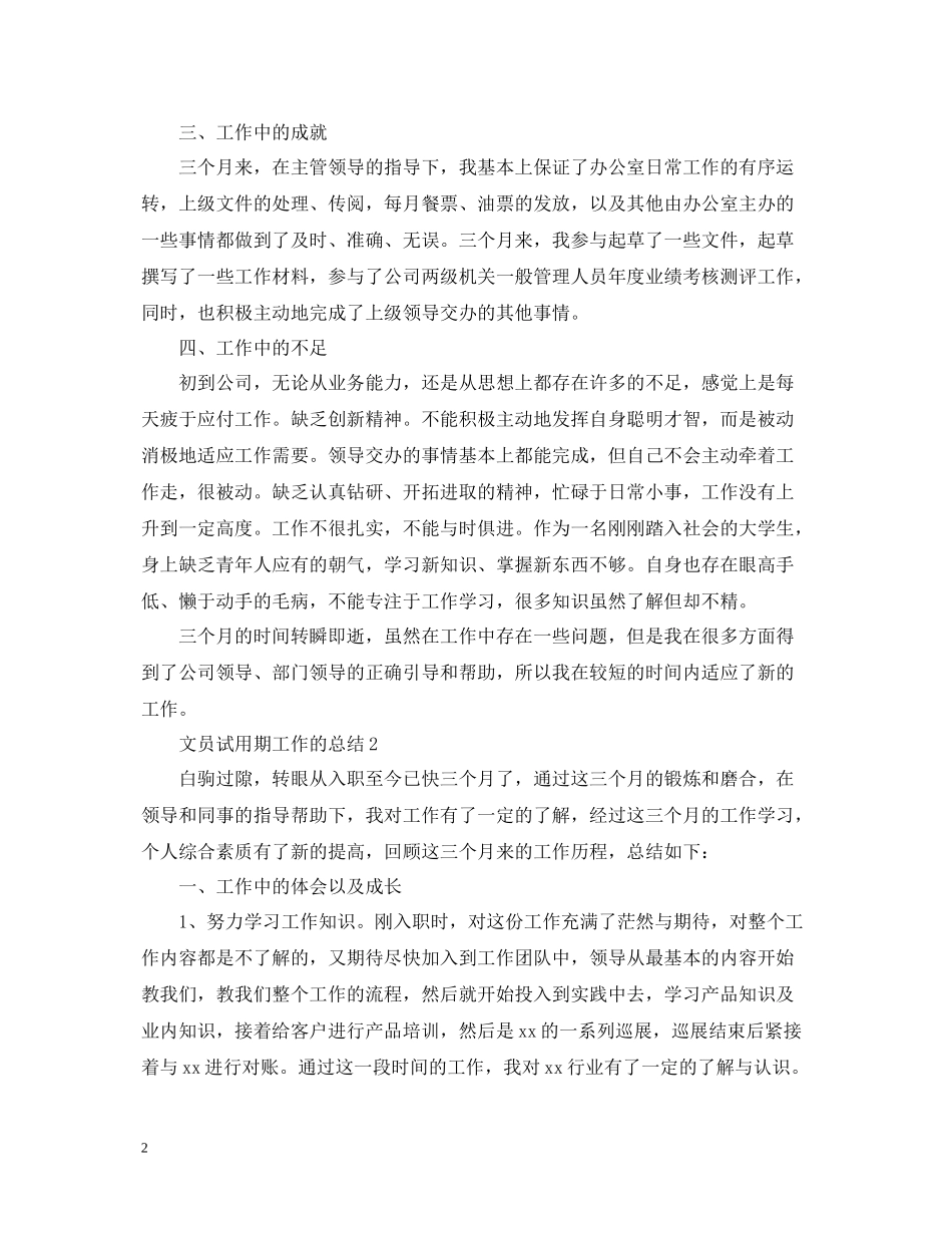 文员试用期工作的总结_第2页