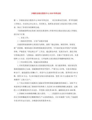 乡镇农业综合服务中心年终总结