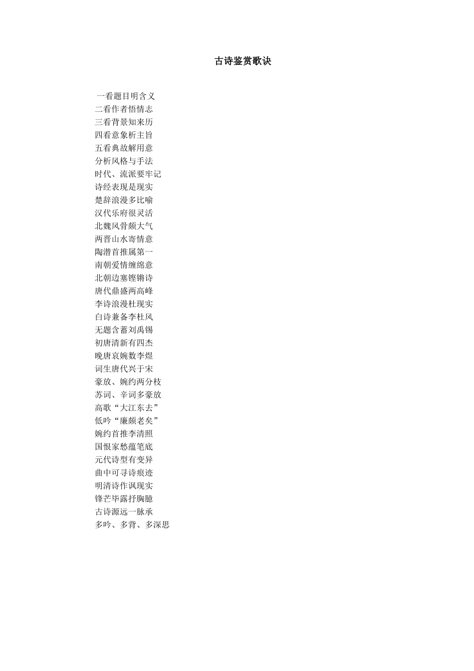 古诗鉴赏歌诀_第1页