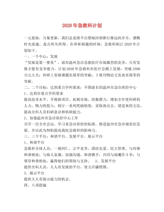 2020年急救科计划 