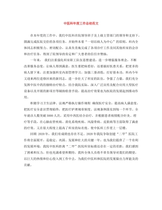 中医科年度工作总结范文